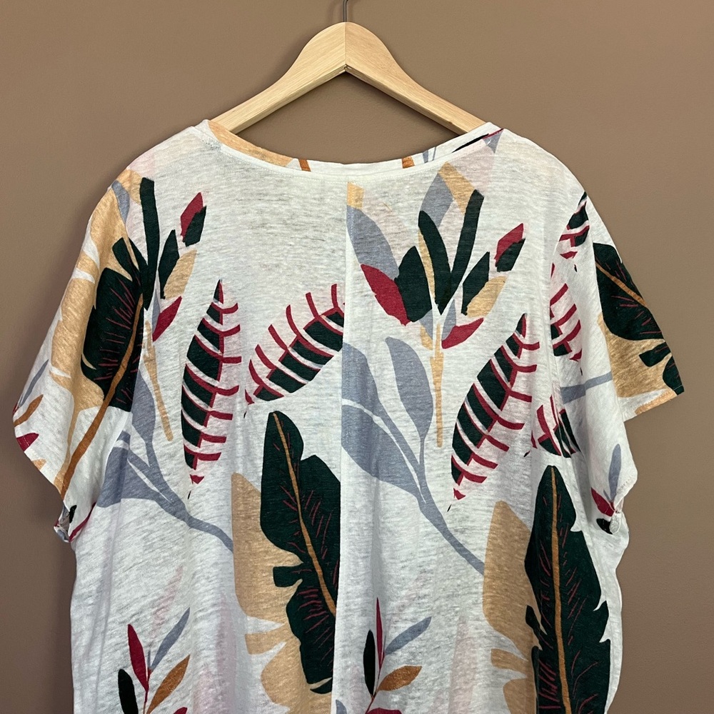 {Cynthia Rowley} Botanical Palm Leaf Short Sleeve Linen Tee - Womens 2X - Picture 5 of 8